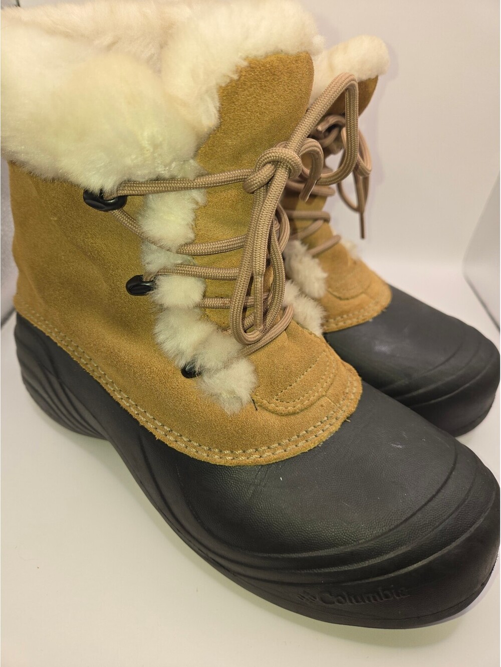 Columbia Women's Sierra Blizzard Winter Snow Boots Tan Suede Waterproof Size 9